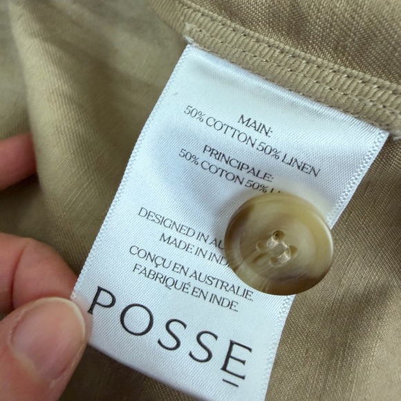 POSSE Ruth Long Trench Coat Linen Cotton Latte Tan Size M - Picture 9 of 9